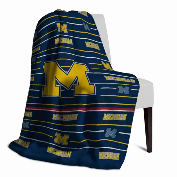 michigan wolverines striped pattern blue blanket top rated