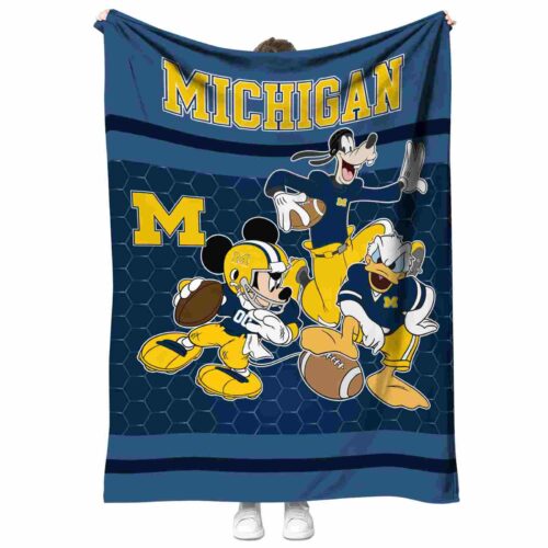 michigan wolverines three musketeers blue blanket best selling
