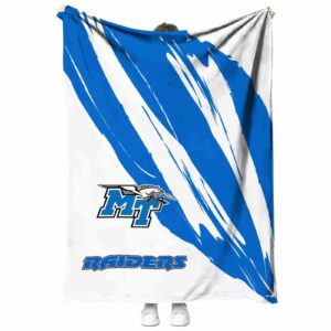 middle tennessee blue raiders brushstrokes blue white blanket best selling