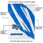 middle tennessee blue raiders brushstrokes blue white blanket new arrival