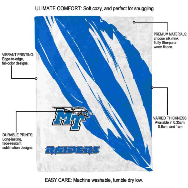 middle tennessee blue raiders brushstrokes blue white blanket new arrival