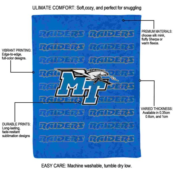 middle tennessee blue raiders fan pride blue blanket new arrival