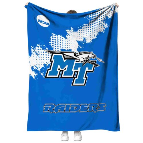 middle tennessee blue raiders grunge texture blue blanket best selling