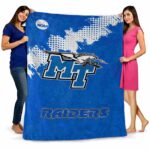 middle tennessee blue raiders grunge texture blue blanket best selling