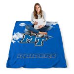 middle tennessee blue raiders grunge texture blue blanket best selling