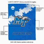 middle tennessee blue raiders grunge texture blue blanket best selling