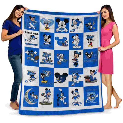 middle tennessee blue raiders mickey minnie blue white blanket fashion forward