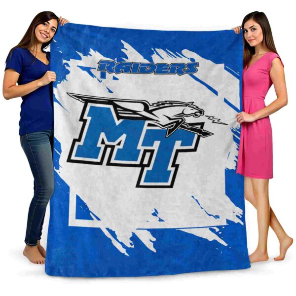 middle tennessee blue raiders splatter effect blue blanket fashion forward