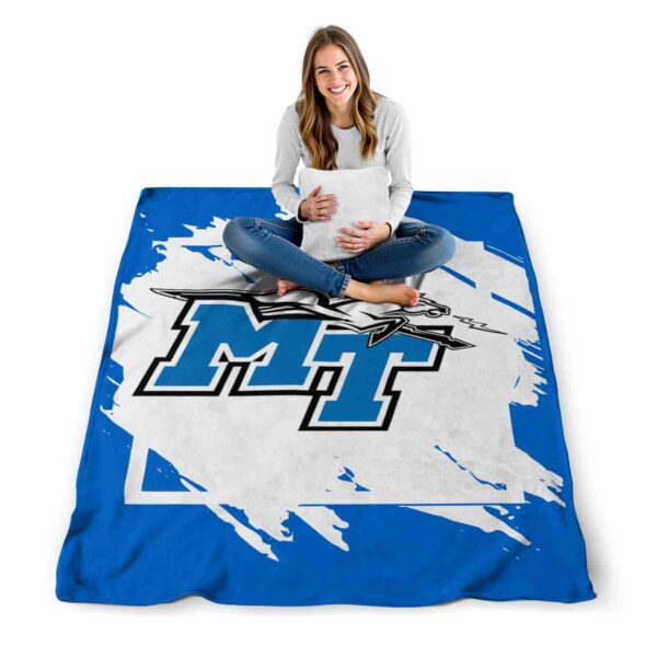 middle tennessee blue raiders splatter effect blue blanket high quality