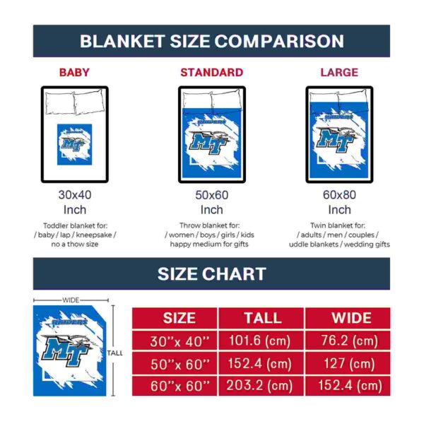 middle tennessee blue raiders splatter effect blue blanket trendy