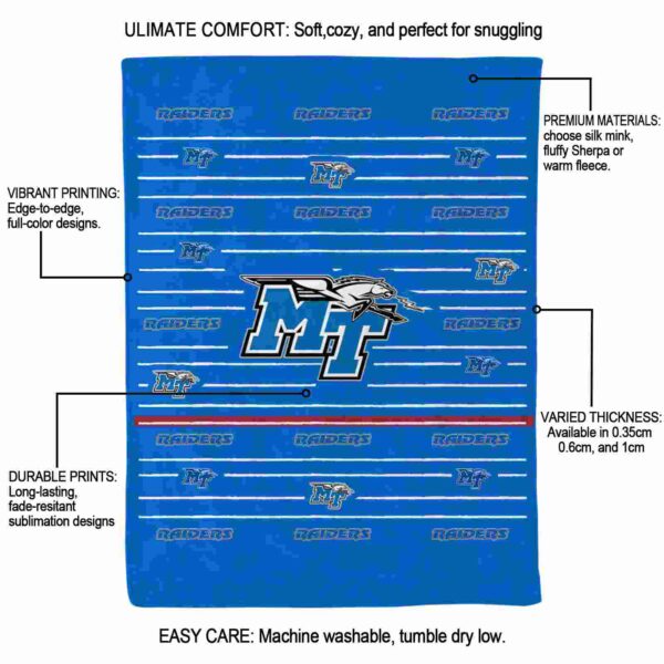 middle tennessee blue raiders striped pattern blue blanket new arrival
