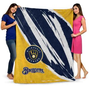 milwaukee brewers brushstrokes navy blue white blanket fashion forward
