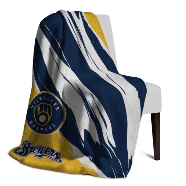 milwaukee brewers brushstrokes navy blue white blanket top rated