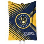 milwaukee brewers diagonal stripes navy blue blanket best selling