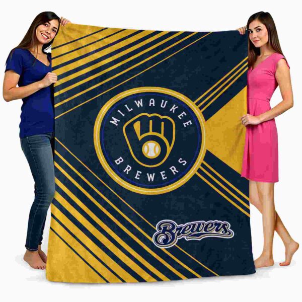 milwaukee brewers diagonal stripes navy blue blanket fashion forward