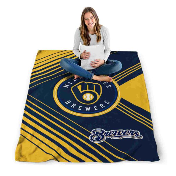 milwaukee brewers diagonal stripes navy blue blanket high quality