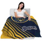 milwaukee brewers diagonal stripes navy blue blanket latest model