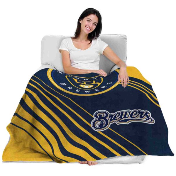 milwaukee brewers diagonal stripes navy blue blanket latest model