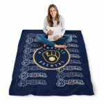 milwaukee brewers fan pride navy blue blanket high quality