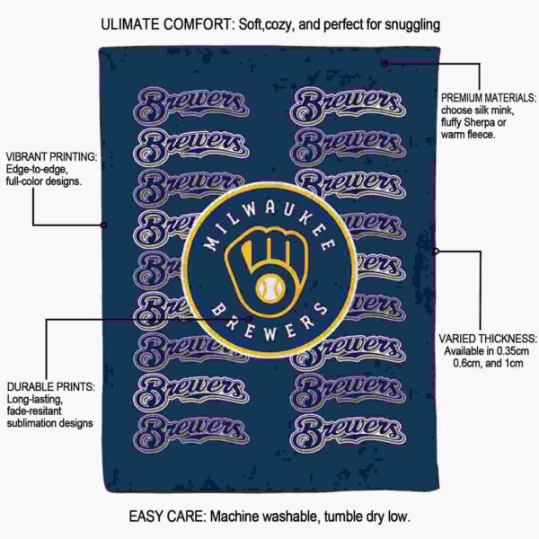 milwaukee brewers fan pride navy blue blanket new arrival