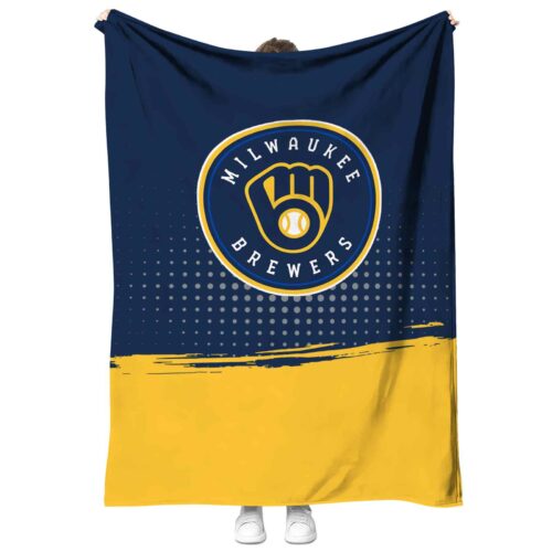 milwaukee brewers gradient dots navy blue blanket best selling