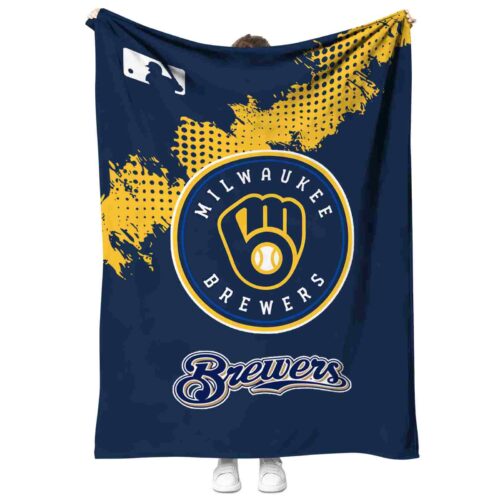 milwaukee brewers grunge texture navy blue blanket best selling