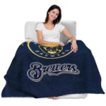 milwaukee brewers grunge texture navy blue blanket latest model
