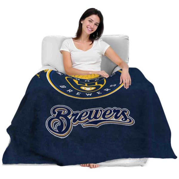 milwaukee brewers grunge texture navy blue blanket latest model