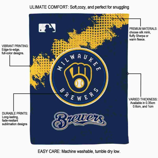 milwaukee brewers grunge texture navy blue blanket new arrival