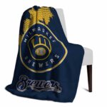 milwaukee brewers grunge texture navy blue blanket top rated