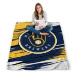 milwaukee brewers paint streaks navy blue white blanket high quality