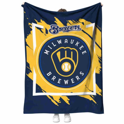 milwaukee brewers splatter effect navy blue blanket best selling