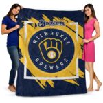 milwaukee brewers splatter effect navy blue blanket best selling