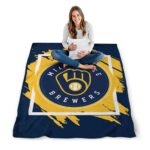 milwaukee brewers splatter effect navy blue blanket best selling