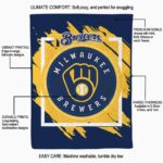 milwaukee brewers splatter effect navy blue blanket best selling