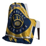 milwaukee brewers splatter effect navy blue blanket best selling