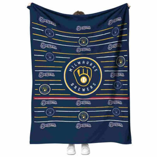 milwaukee brewers striped pattern navy blue blanket best selling