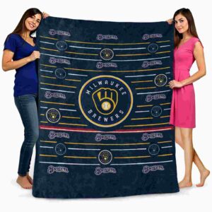 milwaukee brewers striped pattern navy blue blanket fashion forward
