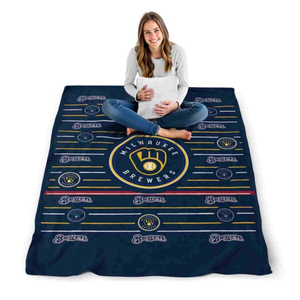 milwaukee brewers striped pattern navy blue blanket high quality