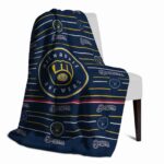 milwaukee brewers striped pattern navy blue blanket top rated