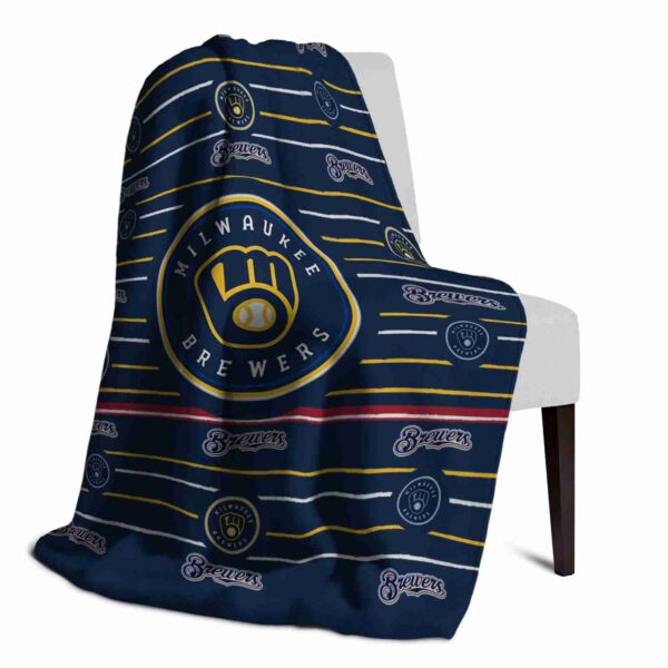 milwaukee brewers striped pattern navy blue blanket top rated