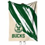 milwaukee bucks brushstrokes green white blanket best selling
