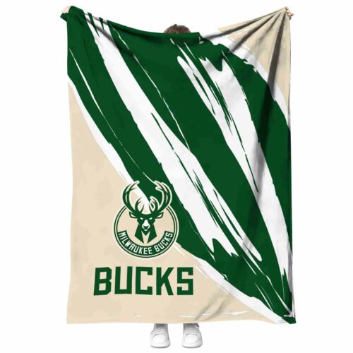 milwaukee bucks brushstrokes green white blanket best selling