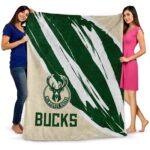 milwaukee bucks brushstrokes green white blanket best selling