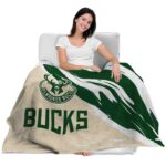 milwaukee bucks brushstrokes green white blanket best selling
