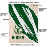 milwaukee bucks brushstrokes green white blanket best selling