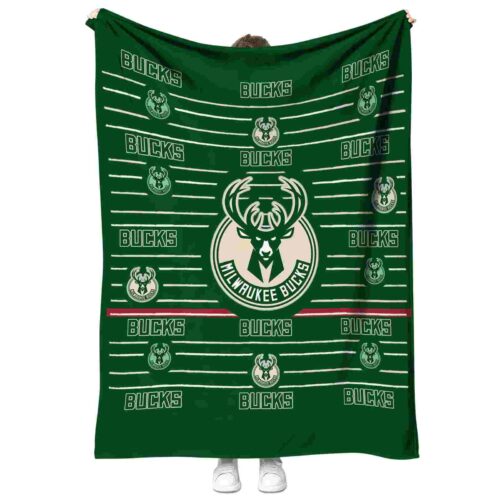 milwaukee bucks striped pattern green blanket best selling