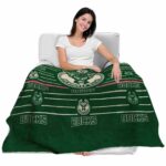 milwaukee bucks striped pattern green blanket latest model