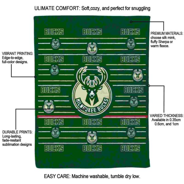 milwaukee bucks striped pattern green blanket new arrival