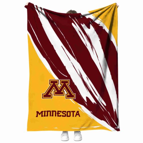 minnesota golden gophers brushstrokes maroon white blanket best selling